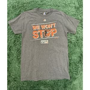 Majestic Baltimore Orioles We Won't Stop Postseason T-Shirt MLB Heather Grey